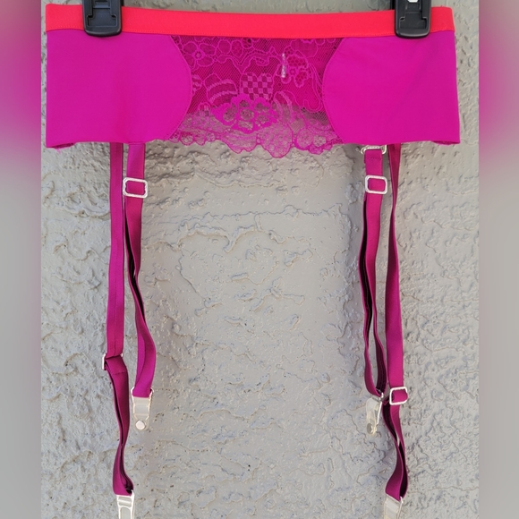 La Perla lace and silk barbie pink/orange garter belt size 1 XS  -  joarbit.com